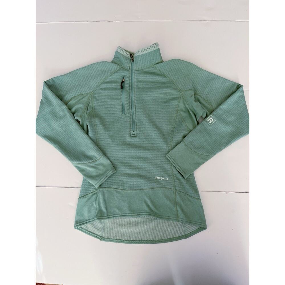 Patagonia R1 Pullover Women S Green Stretch Athleisure Sport 1/4 Zip High Neck